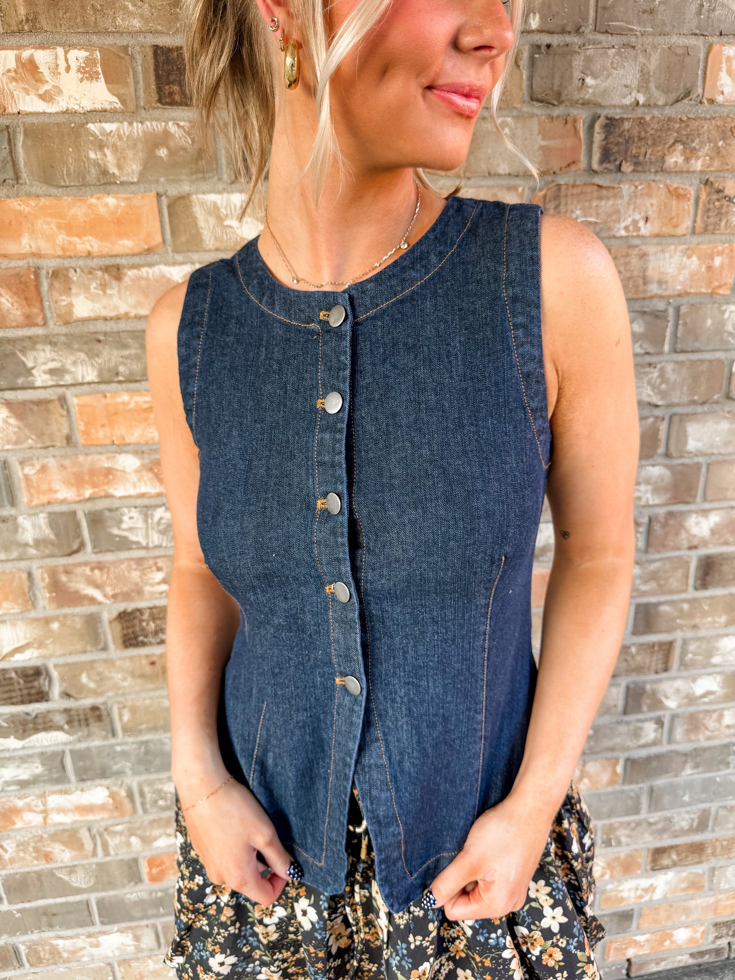 Dixie Denim Button Down Vest