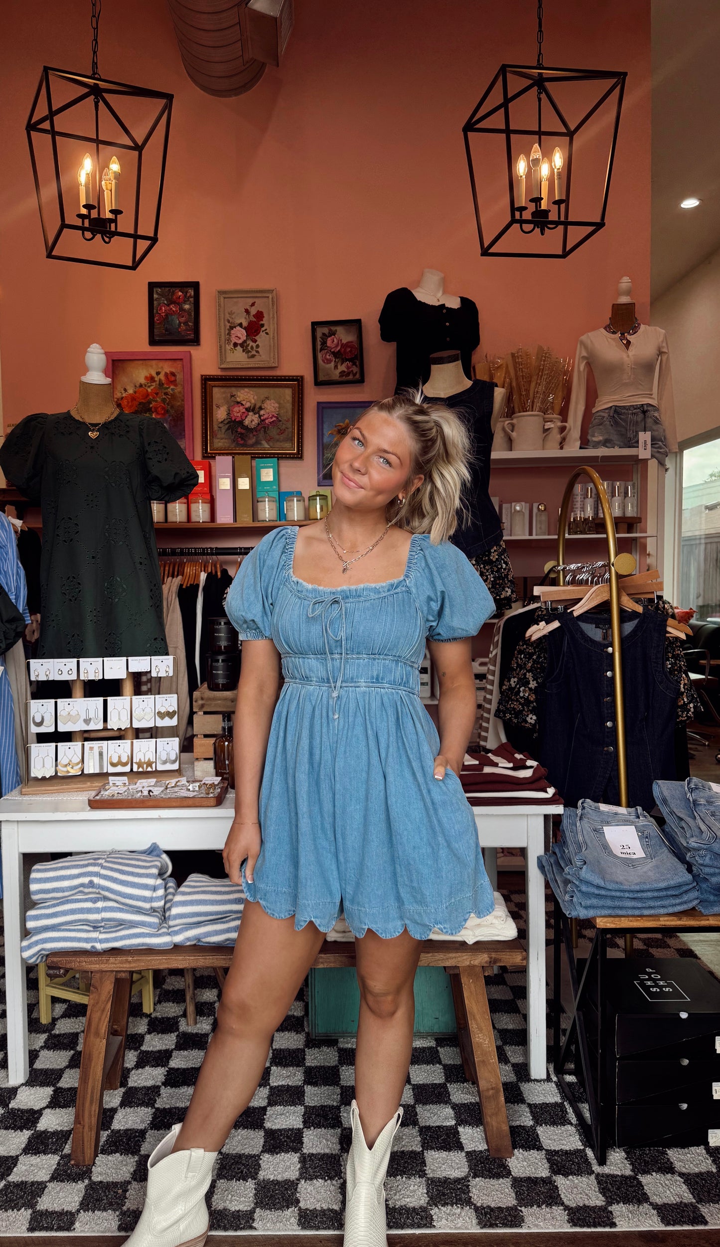 Scallop Denim Dress/Romper