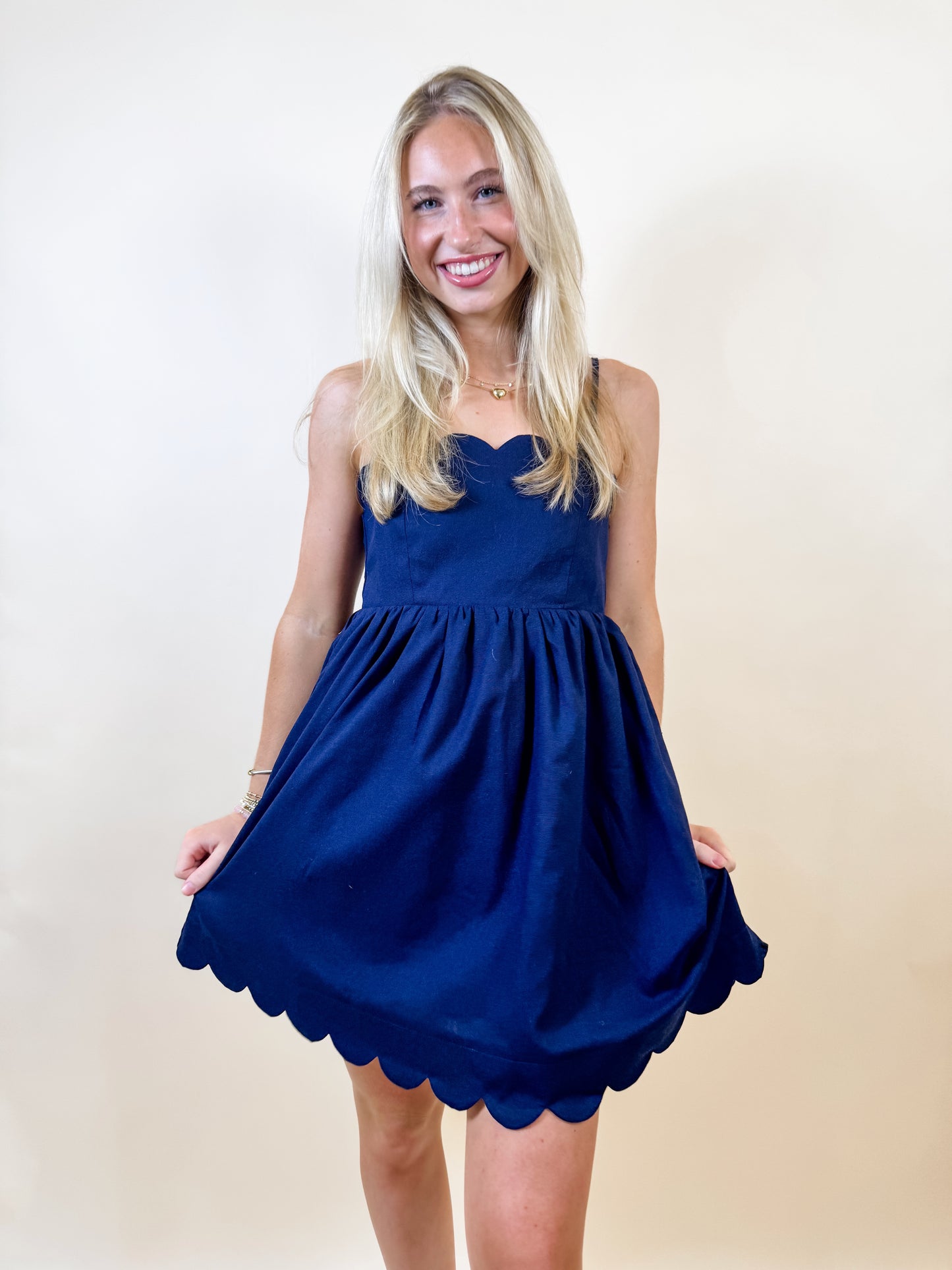 Navy Nancy Scalloped Dress