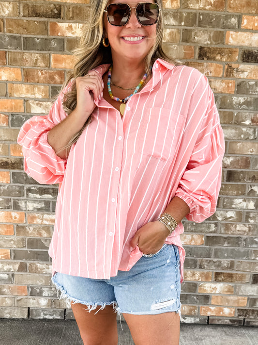 Tickled Pink Button Down