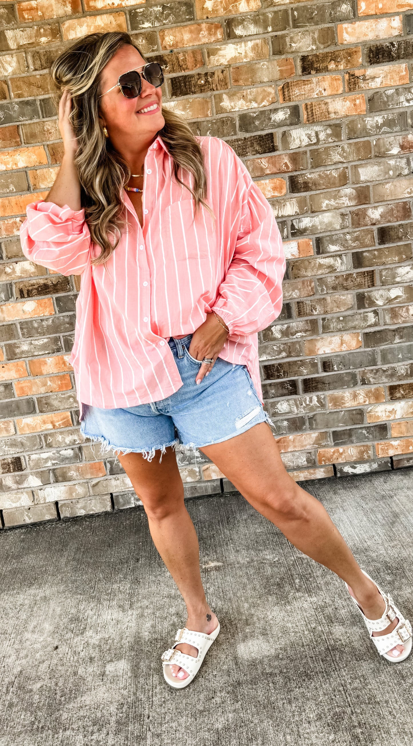 Tickled Pink Button Down