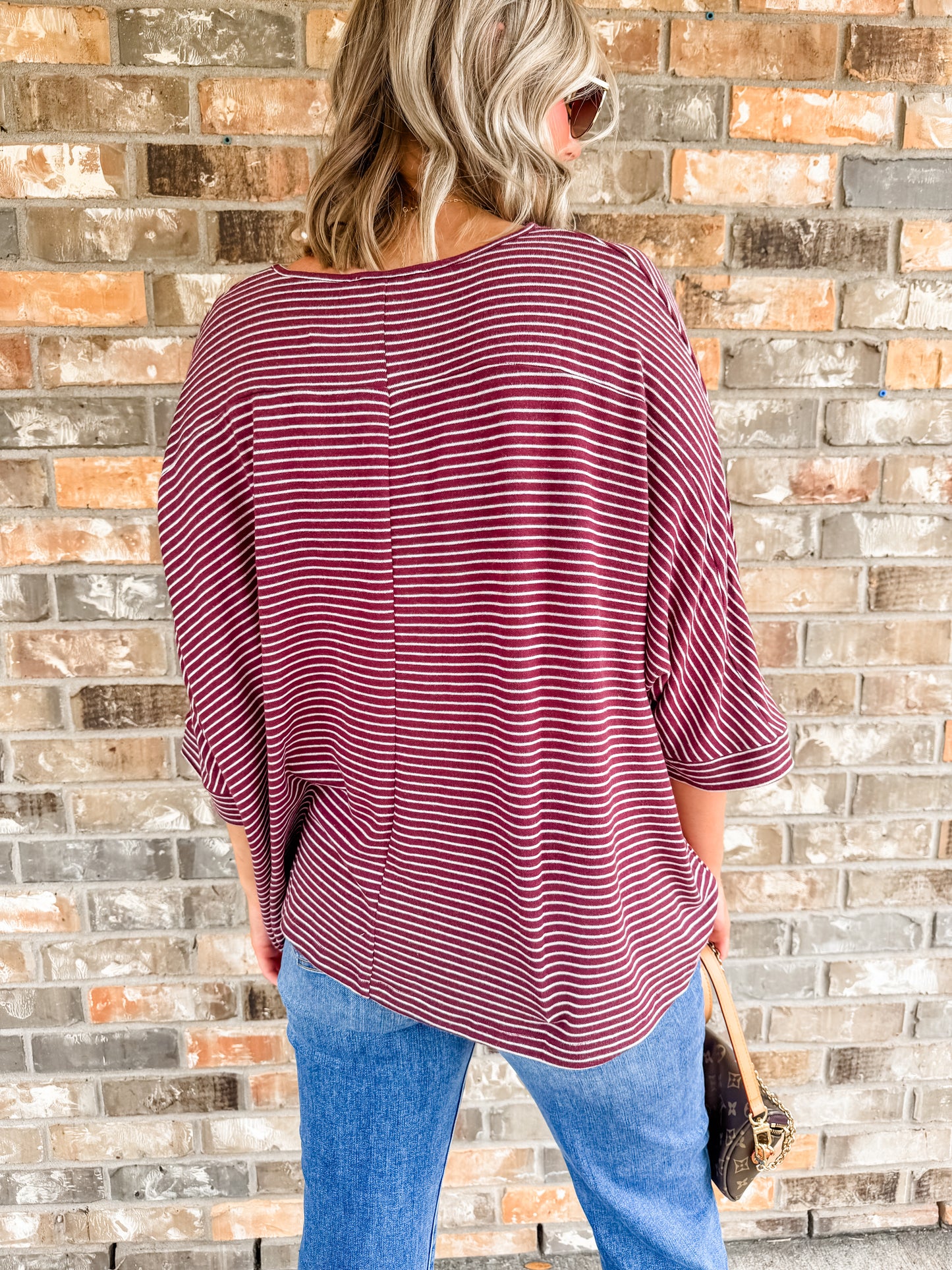 Mary Maroon Striped Top