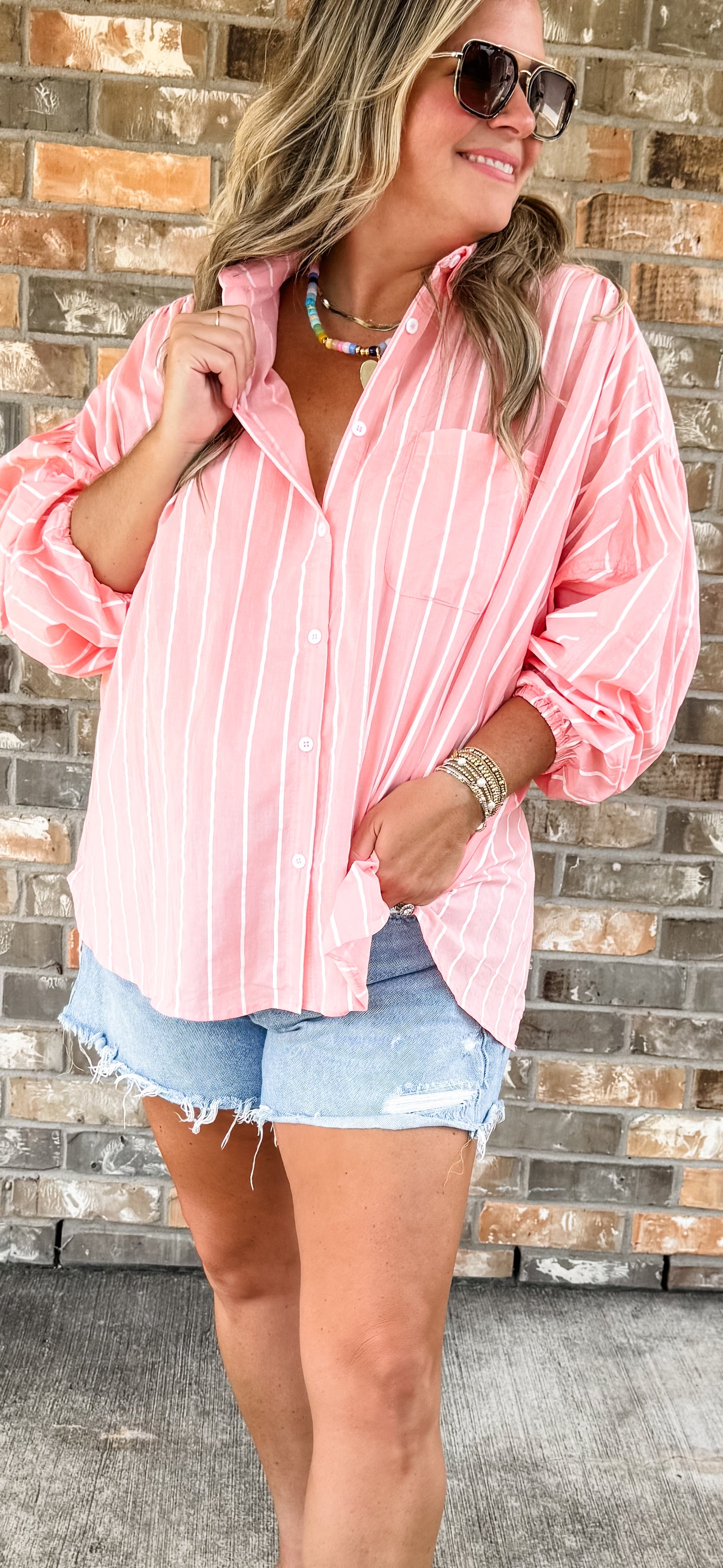 Tickled Pink Button Down