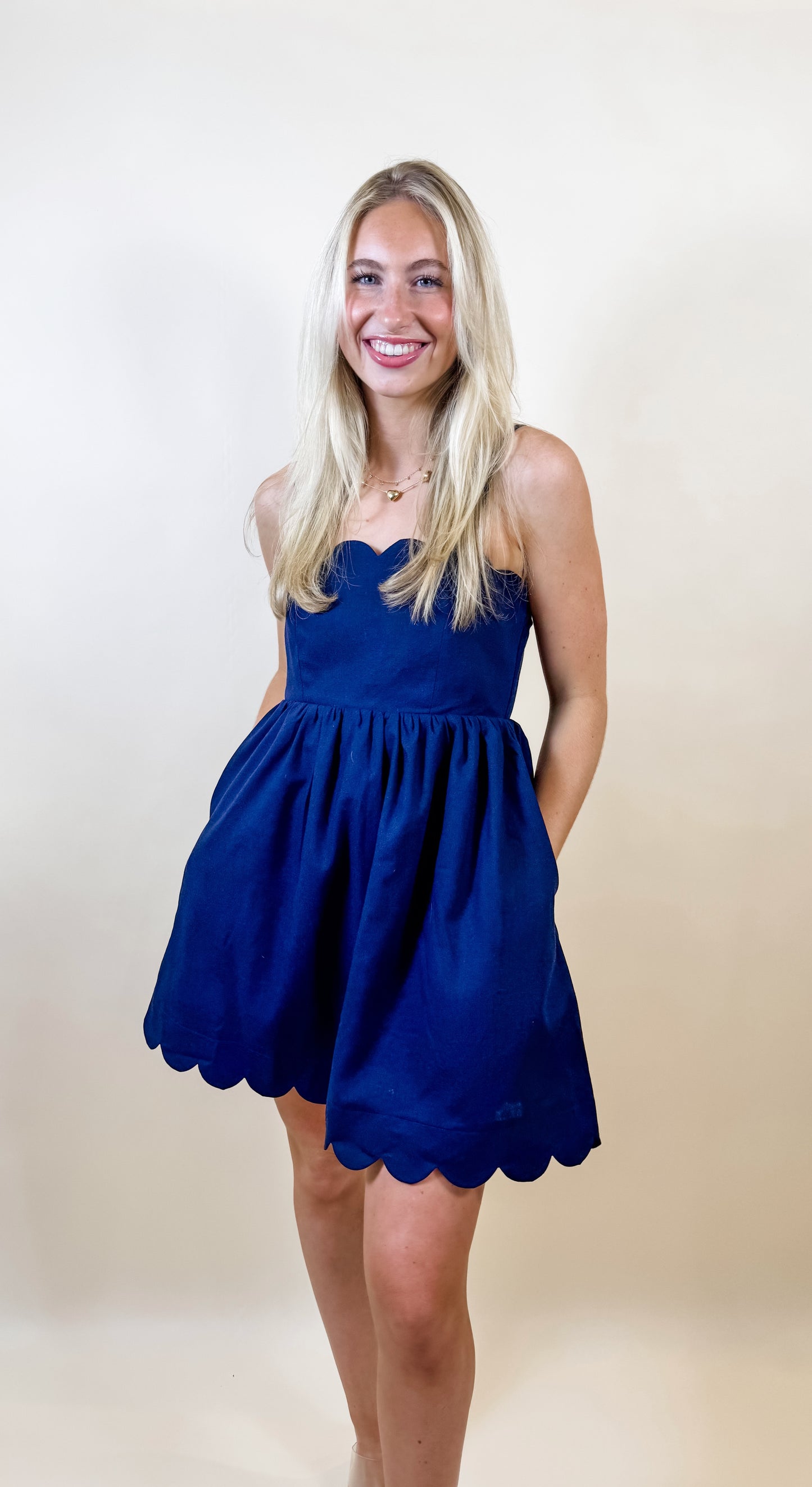 Navy Nancy Scalloped Dress